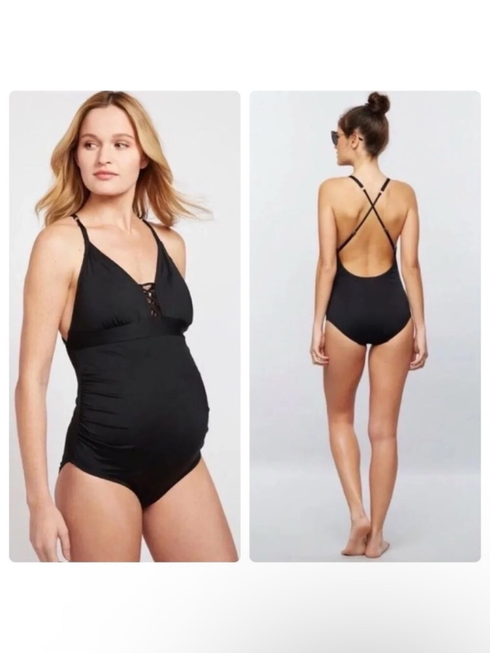 A Pea in the Pod Maternity Tie-Front One-Piece Swimsuit